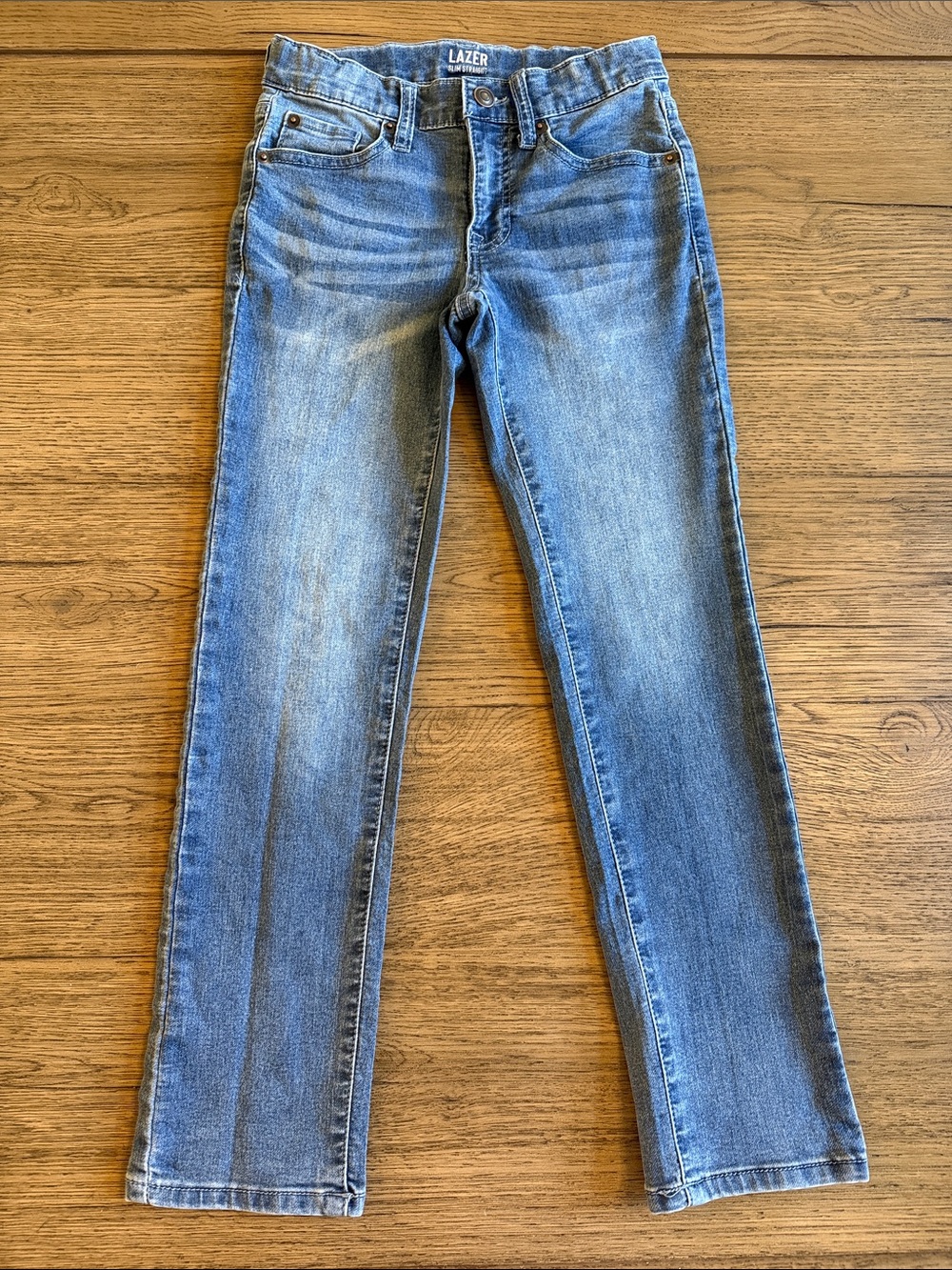 LAZER Kids Slim Straight-Leg Jeans - Light Blue Wash